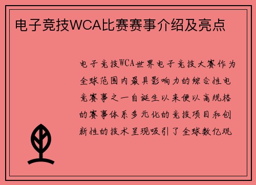 电子竞技WCA比赛赛事介绍及亮点
